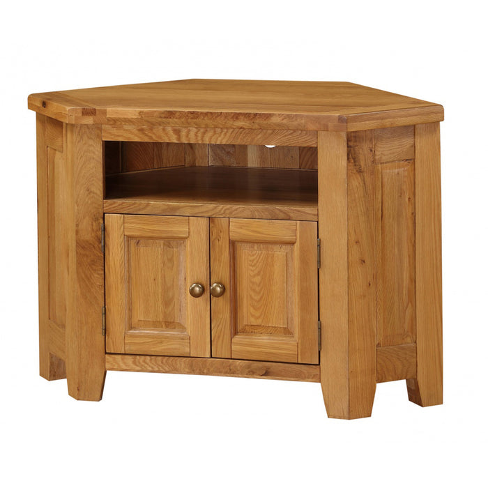 Acorn Corner Wooden TV Stand With 2 Doors In Oak