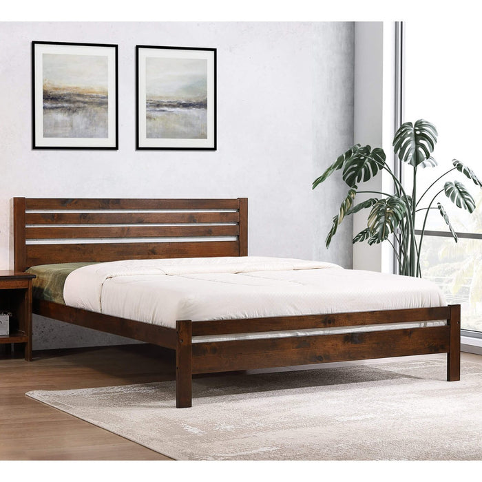 Astley Solid Hardwood Double Bed In Antique Oak