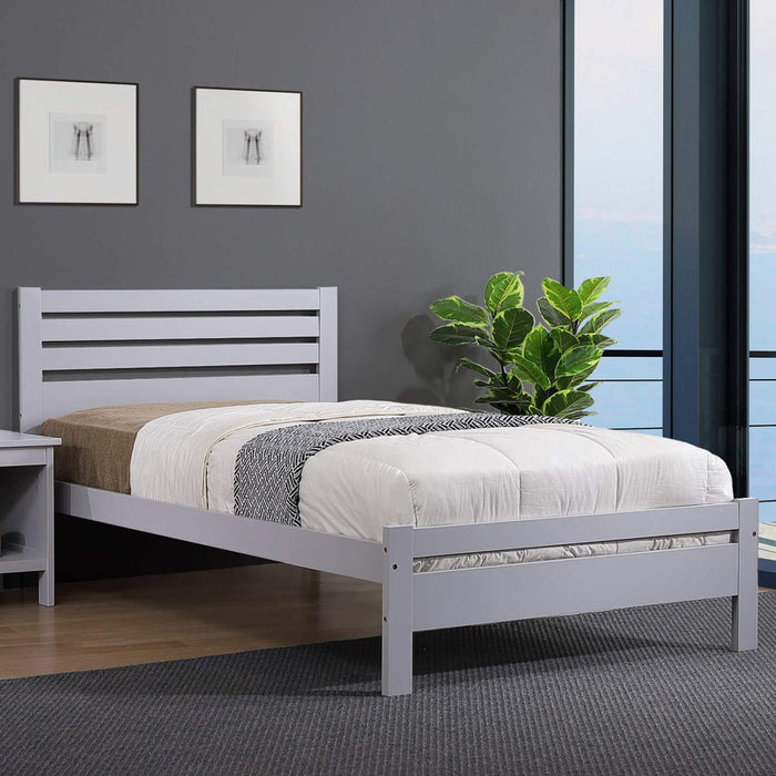Astley Solid Hardwood Single Bed In Grey