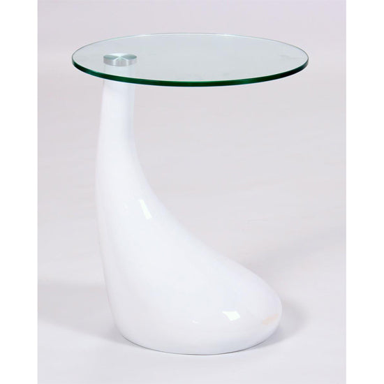 Chilton Clear Glass Lamp Table With White High Gloss Base