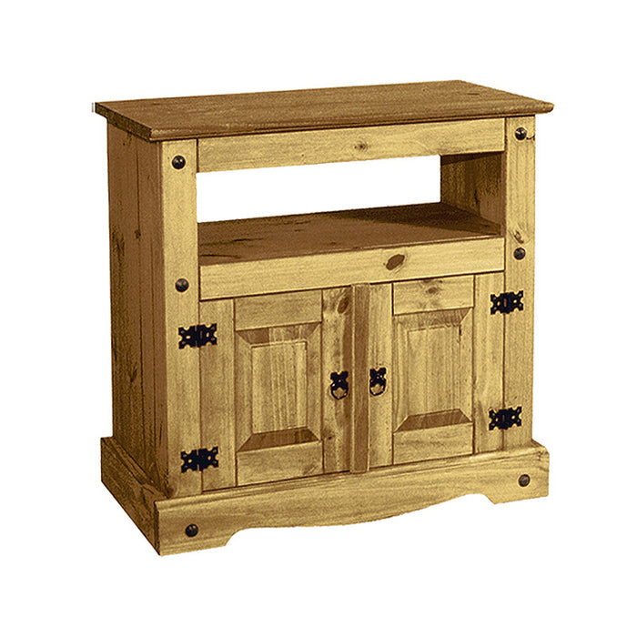 Corona Wooden TV Stand With 2 Doors In Waxed Light Pine