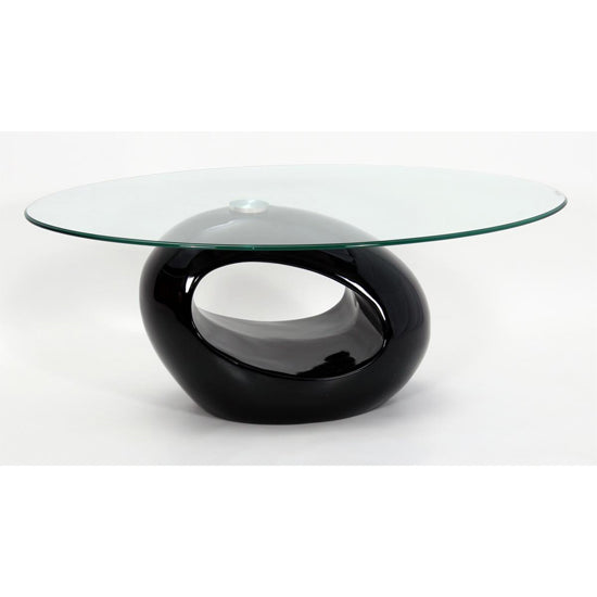 Dale Clear Glass Coffee Table With Black High Gloss Base
