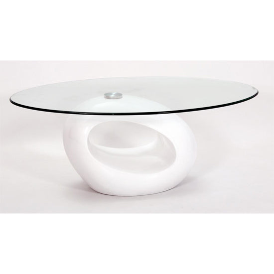 Dale Clear Glass Coffee Table With White High Gloss Base