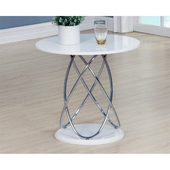 Eclipse Round High Gloss Lamp Table In White