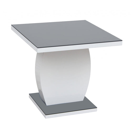 Edenhall Glass Lamp Table In Grey With White High Gloss Base