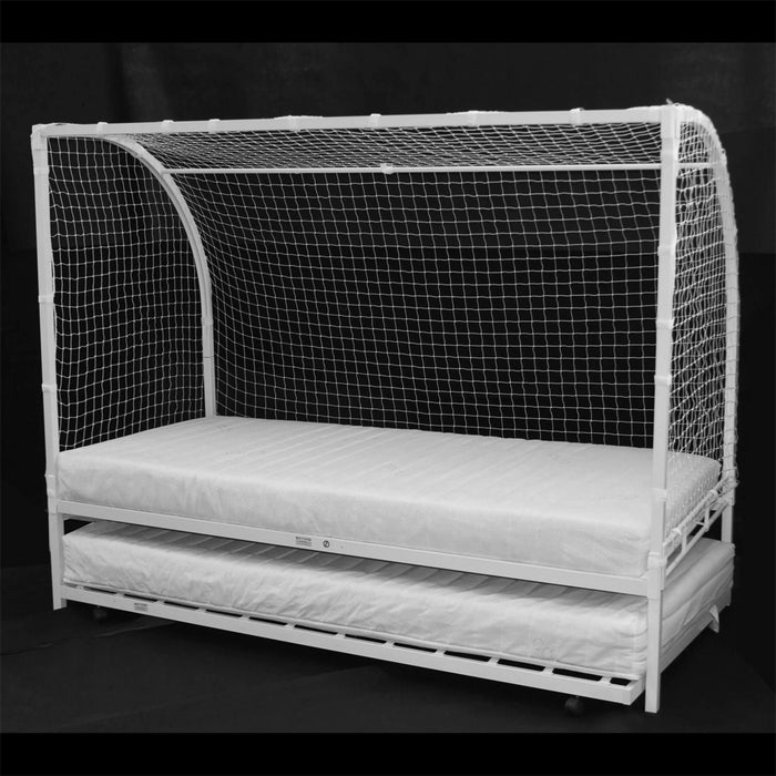 Football Metal Single Bed With Trundle In White