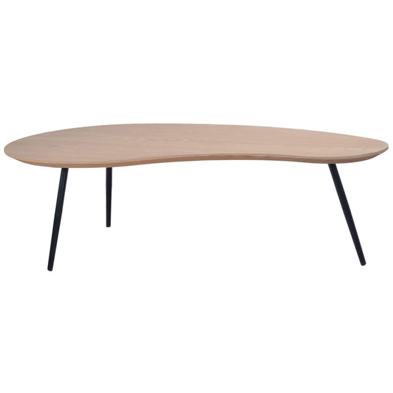 Holcombe Wooden Coffee Table In Oak Veneer With Black Metal Legs