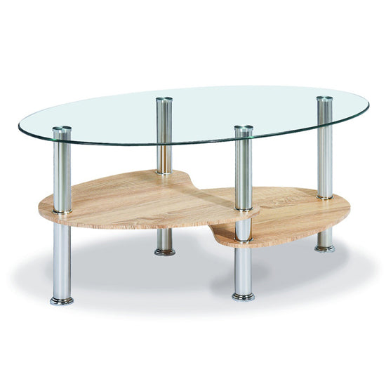 Hurst Clear Glass Coffee Table With Natural Undershelf