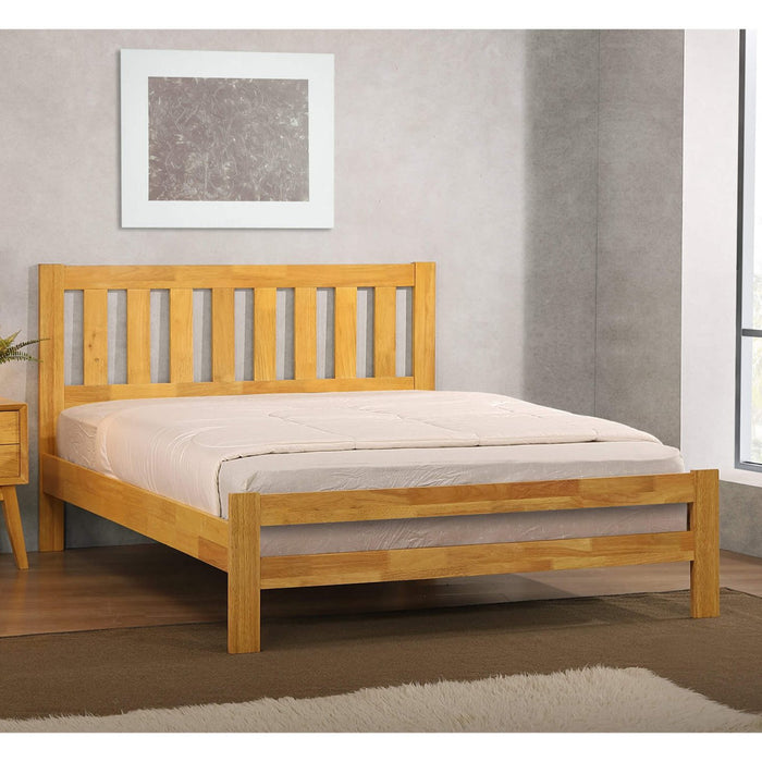 Kempton Solid Hardwood Double Bed In Natural Oak