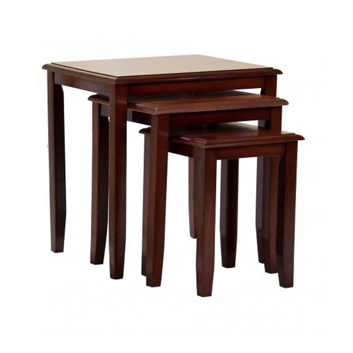 Kingfisher Solid Rubberwood Nest Of 3 Tables In Mahogany