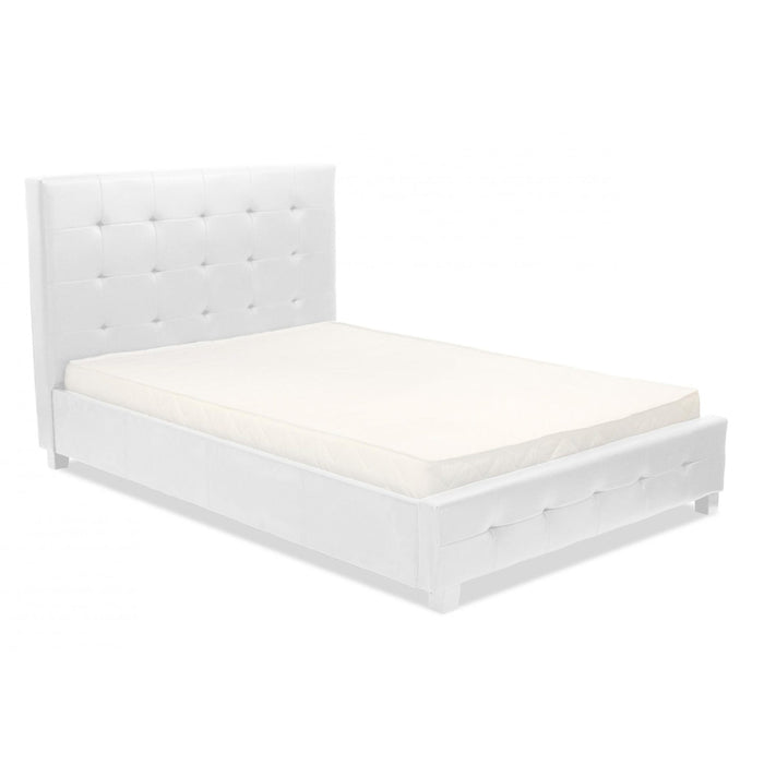Lattice Faux Leather King Size Bed In White