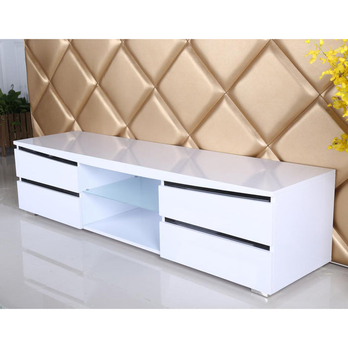 Leona High Gloss TV Stand With 4 Drawers In White And Black