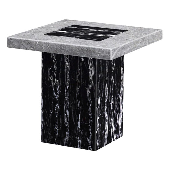 Lotus Square Marble Lamp Table In Natural Stone