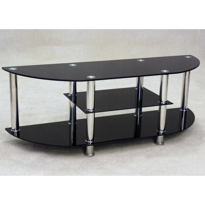Metro Glass TV Stand In Black With Undershelf