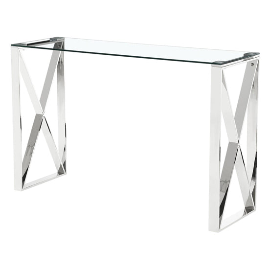 Ningbo Clear Glass Console Table With Silver Stainless Steel Base
