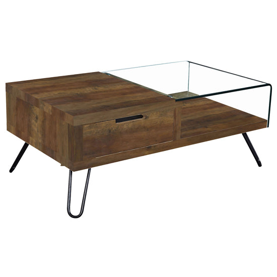 Overton Wooden And Bent Glass Coffee Table In Oak Effect