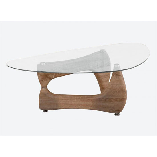 Paco Clear Glass Coffee Table With Natural Base