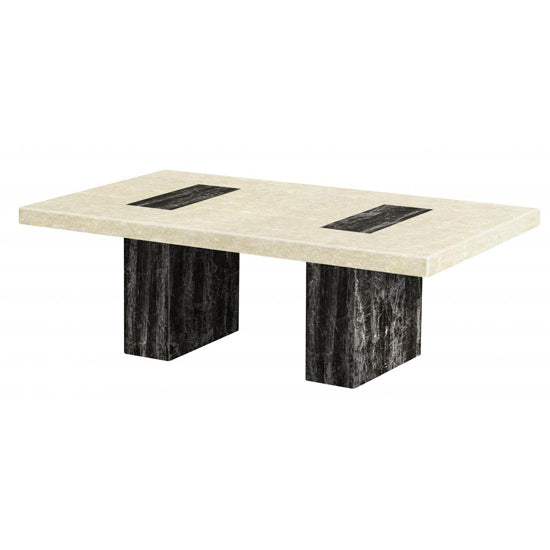 Petra Rectangular Marble Coffee Table In Natural Stone