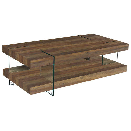 Redhill Wooden Coffee Table In Oak Effect With Glass Legs