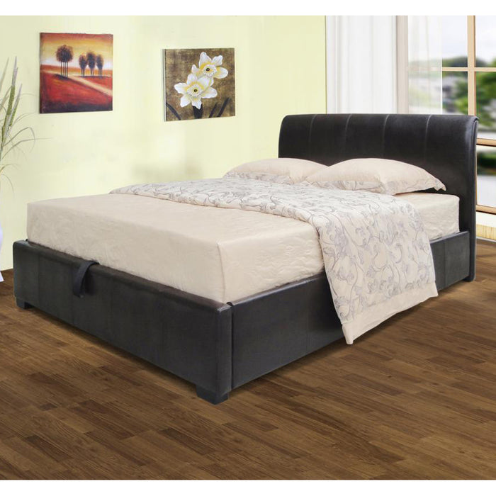 Savona Storage Faux Leather Double Bed In Brown