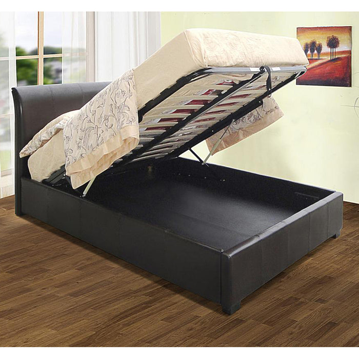 Savona Storage Faux Leather King Size Bed In Brown
