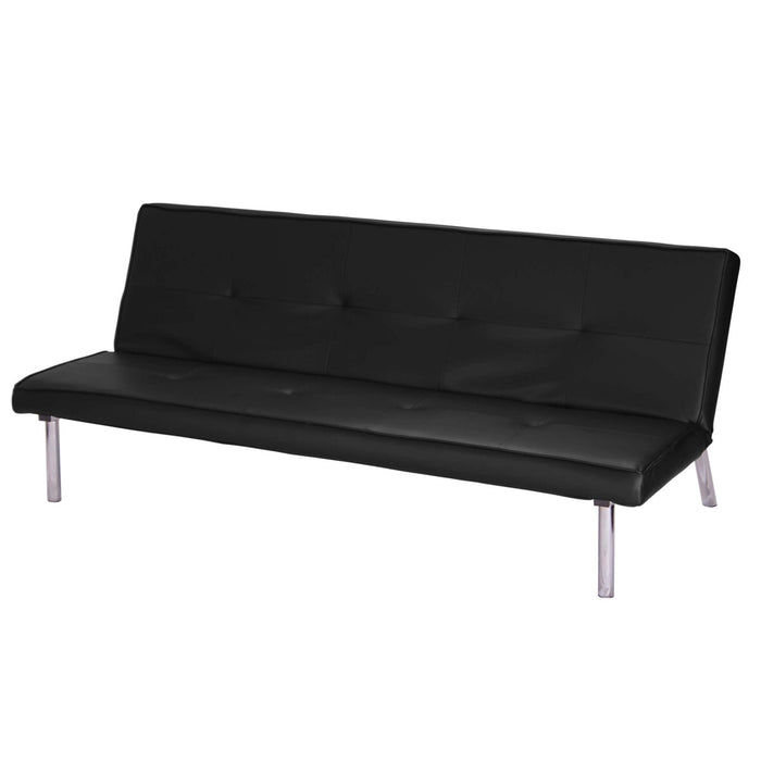 Seattle Faux Leather Sofa Bed In Black With Chrome Legs