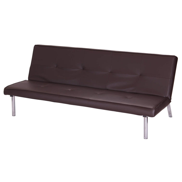 Seattle Faux Leather Sofa Bed In Brown With Chrome Legs