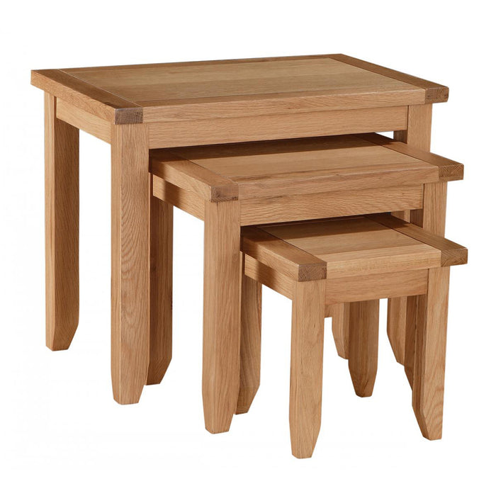 Stirling Wooden Nest Of 3 Tables In Oak Veneer