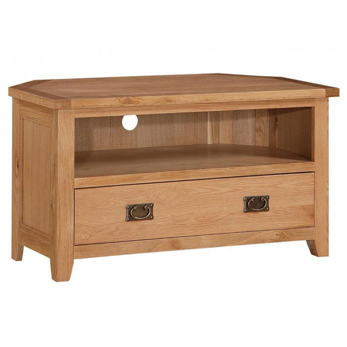 Stirling Corner TV Stand With 1 Drawer In Oak Veneer