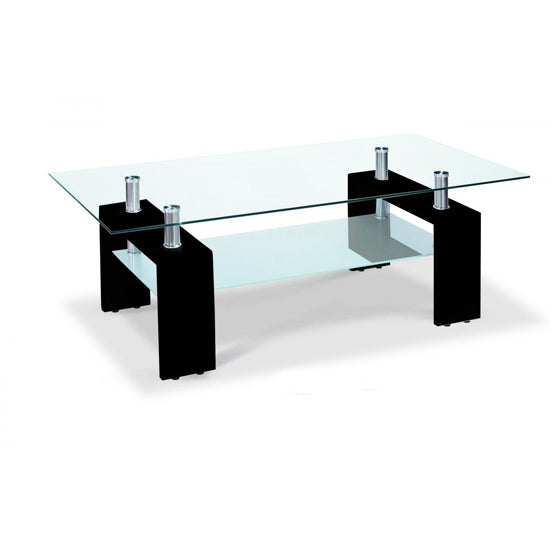 Telford Clear Glass Coffee Table In Black High Gloss