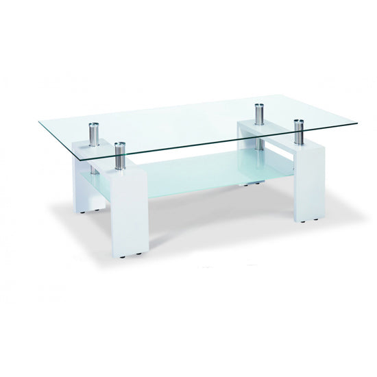 Telford Clear Glass Coffee Table In White High Gloss