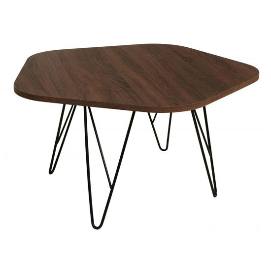 Tigris Wooden Coffee Table In Walnut With Black Metal Legs
