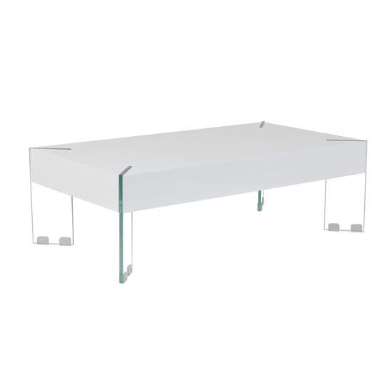Waverly High Gloss Coffee Table In White With Glass legs