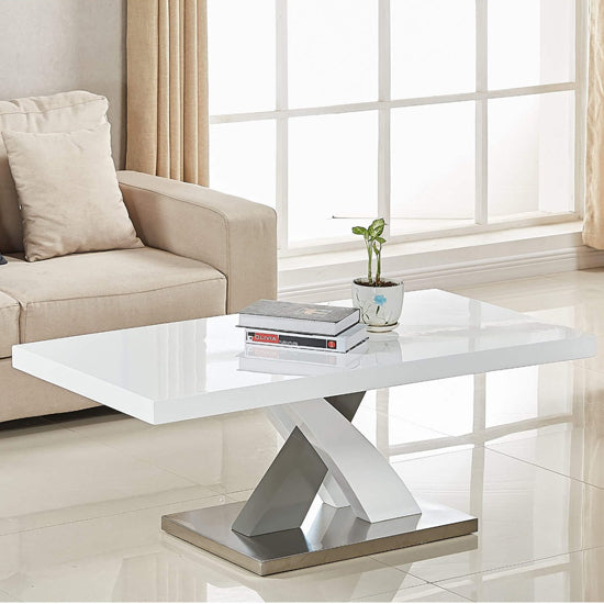 Zurich High Gloss Coffee Table In White And Grey