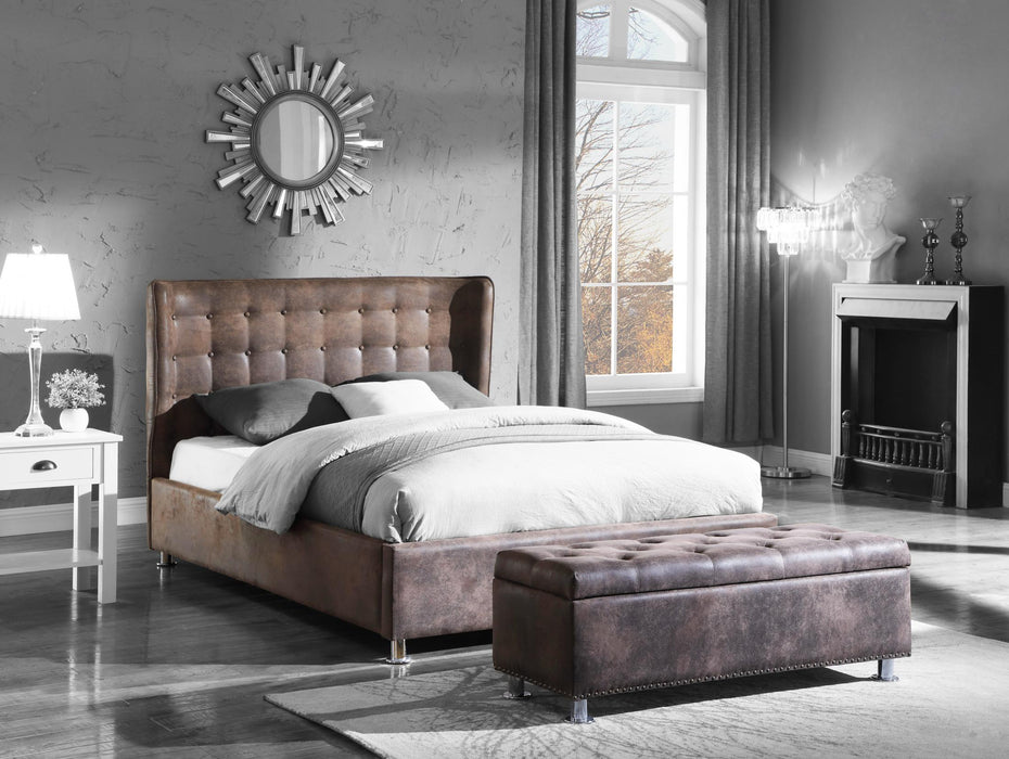 Casablanca Fabric 4FT6 Double Bed in Antique Brown