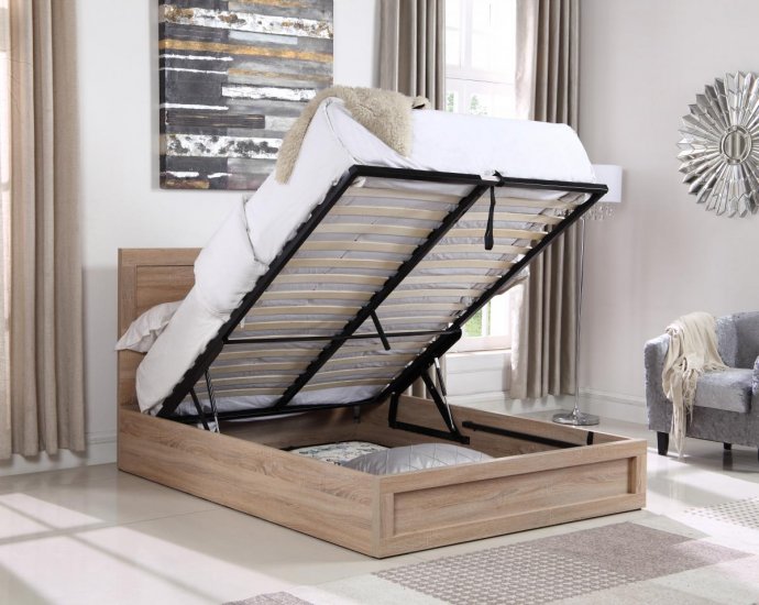Sherwood 4FT6 Double Size Storage Bed In Oak Finish