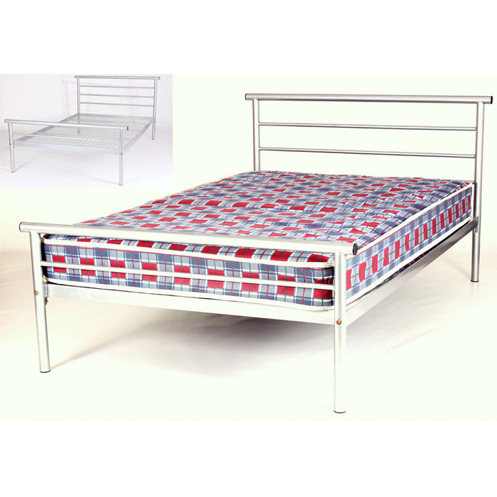 Hercules Contract Metal Single Bed In Silver