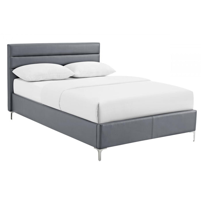 Arco Faux Leather Double Bed In Grey