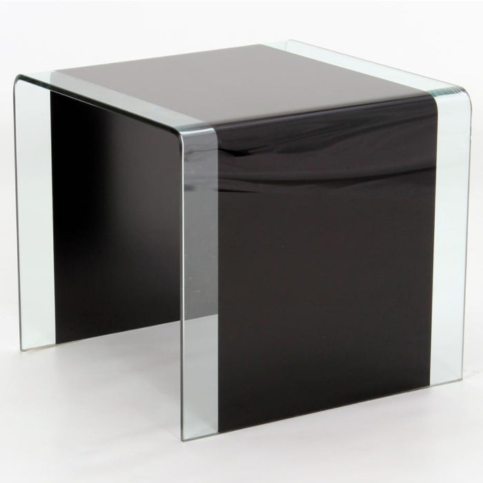 Angola Glass Lamp Table In Clear And Black