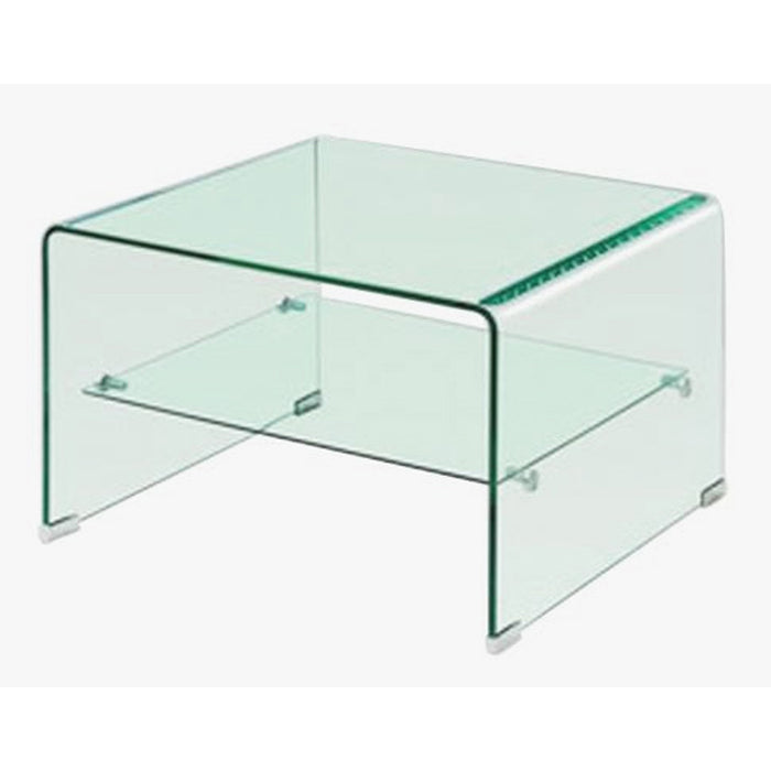 Angola Clear Glass Lamp Table With Undershelf