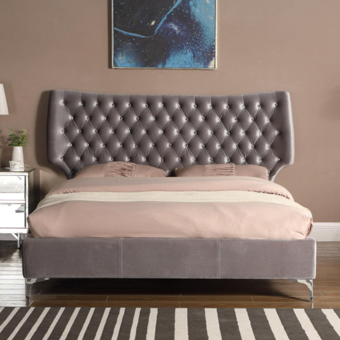 Ashbourne Velvet King Size Bed In Grey