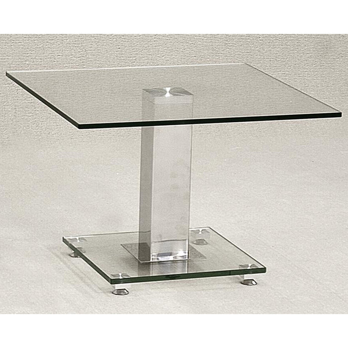 Ankara Clear Glass Lamp Table With Chrome Support