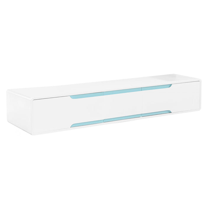Barrie Wooden TV Stand With 3 Drawers In White Matt Gloss