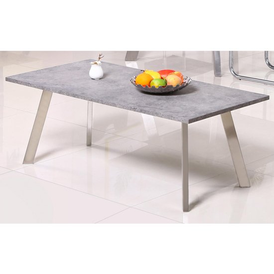 Carlton Coffee Table In Concrete Effect With Brushed Stainless Steel Legs