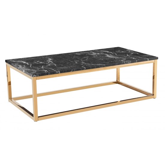 Cary Coffee Table In Black Marble Effect With Golden Chrome Base