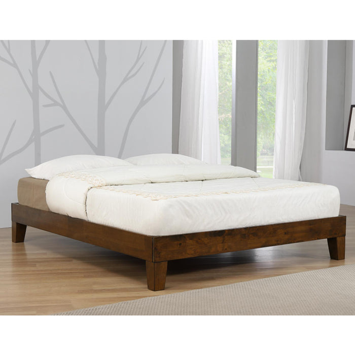 Charlie Platform Solid Wood King Size Bed In Rustic Oak