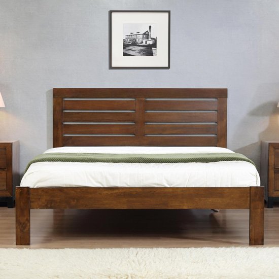 Vulcan Solid Wood 4 Foot Bed In Rustic Oak
