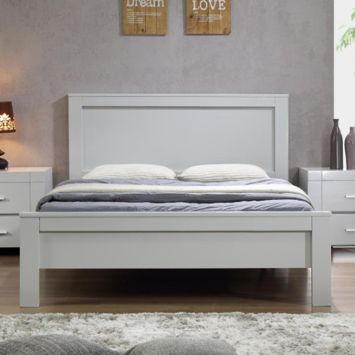 California Solid Rubberwood Double Bed In Grey