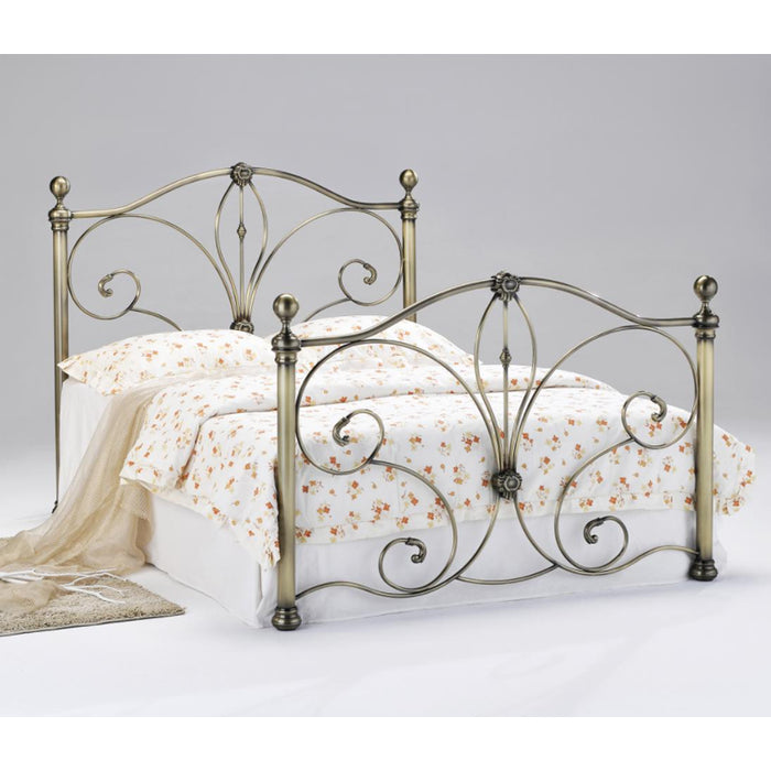 Diane Metal King Size Bed In Antique Brass