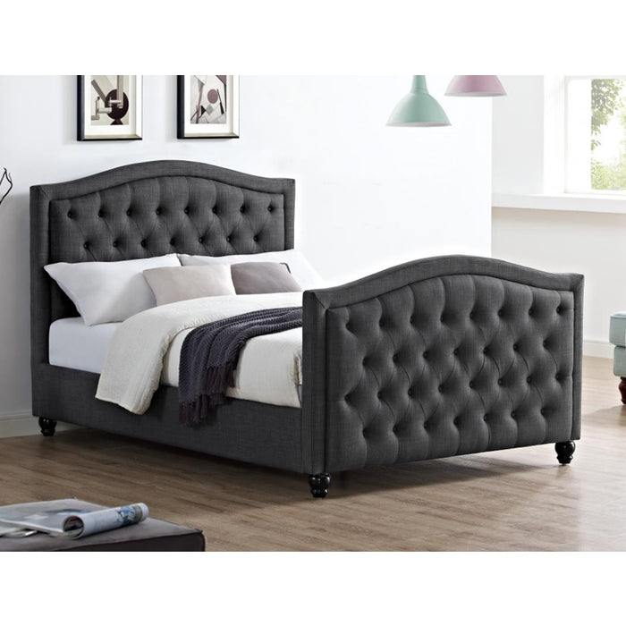 Daytona Linen Fabric Double Bed In Grey